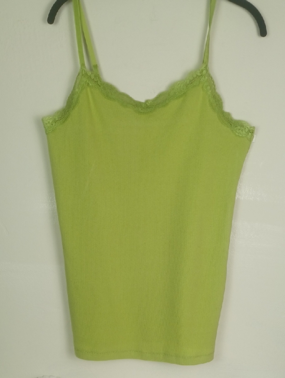 Faded Glory Lime Green Lace-Trim Ribbed Camisole XL 16-18